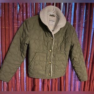 Old Navy Quilted Hearts Jacket with White Sherpa half lining